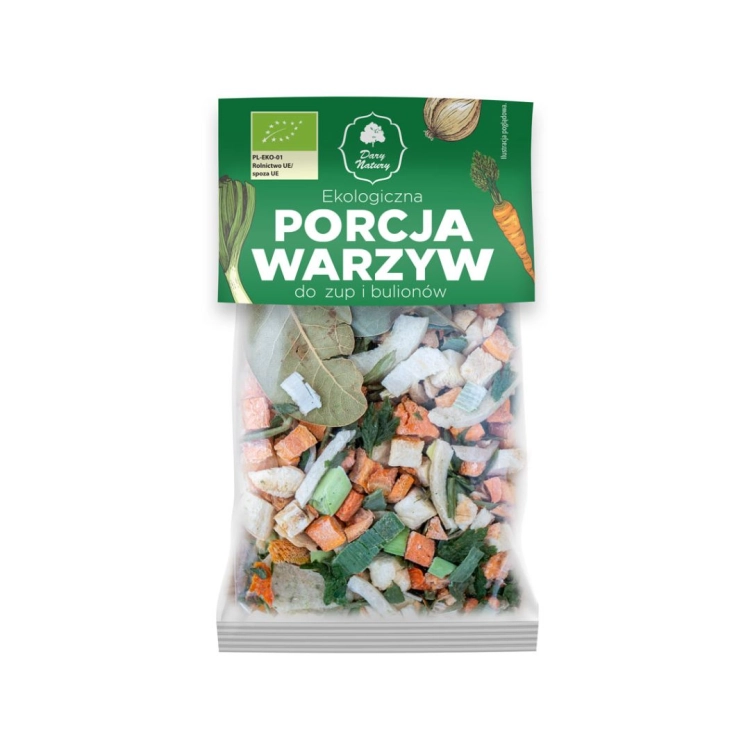 Liofilizowana porcja warzyw do zup i bulionów EKO Dary Natury w opakowaniu 25 g