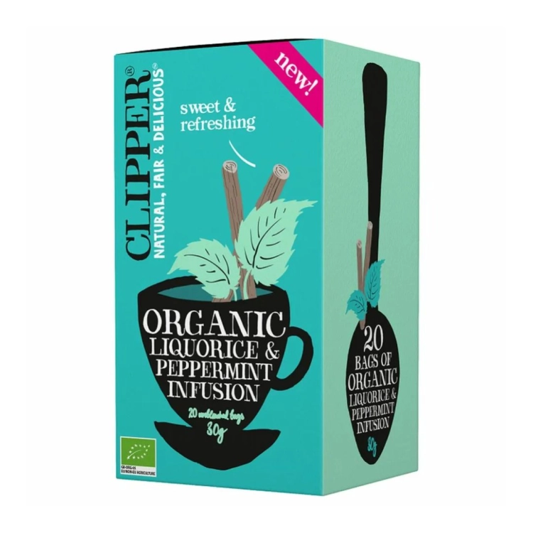 Herbatka z lukrecją i miętą pieprzową BIO Clipper, 20×1,5 g