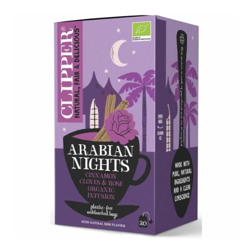 Herbatka Arabian Nights BIO Clipper z cynamonem, goździkami i nutą róży, 20×2 g