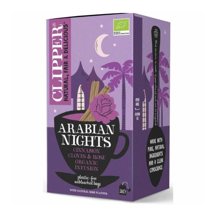 Herbatka Arabian Nights BIO Clipper z cynamonem, goździkami i nutą róży, 20×2 g