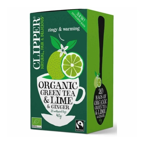 Herbata zielona z limonką i imbirem BIO Clipper, 20×2 g
