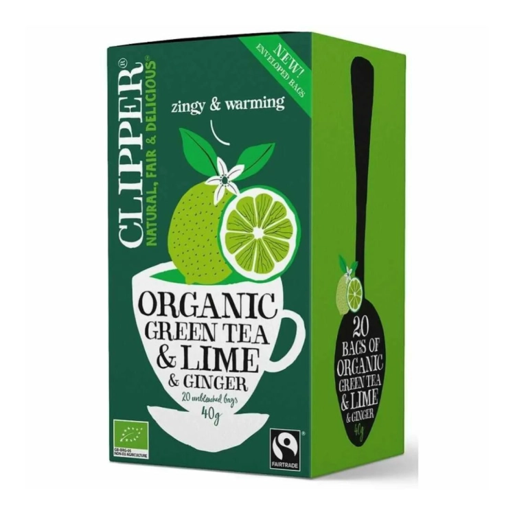 Herbata zielona z limonką i imbirem BIO Clipper, 20×2 g