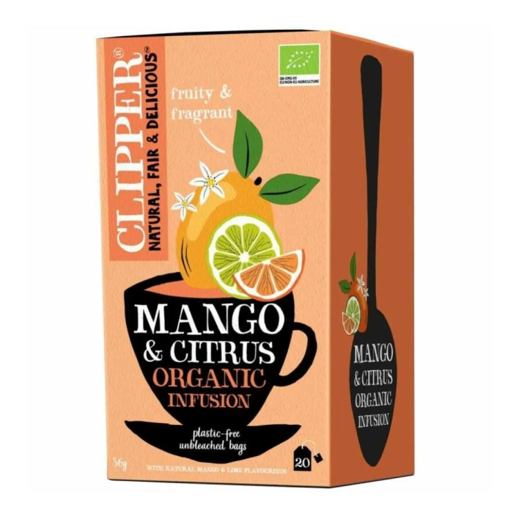Herbatka o smaku mango i owoców cytrusowych BIO Clipper, 20×1,8 g