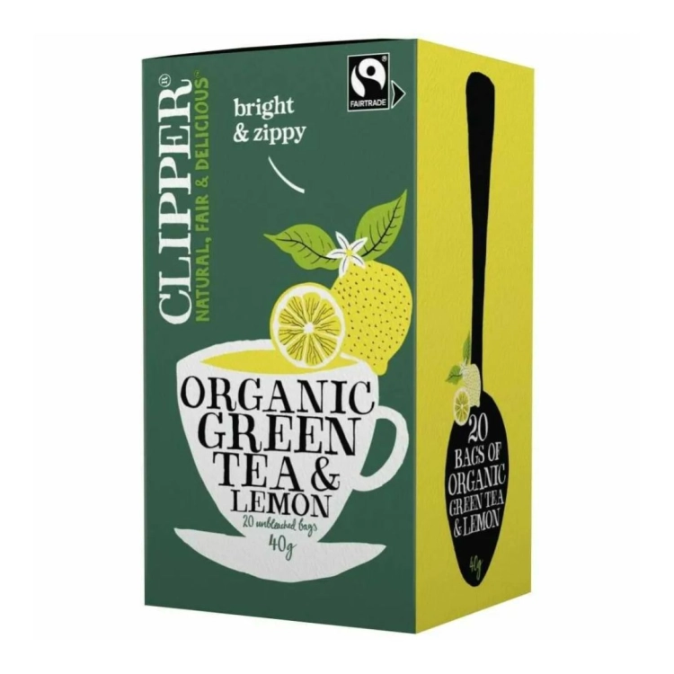 Herbata zielona z cytryną Fair Trade BIO Clipper, 20×2 g
