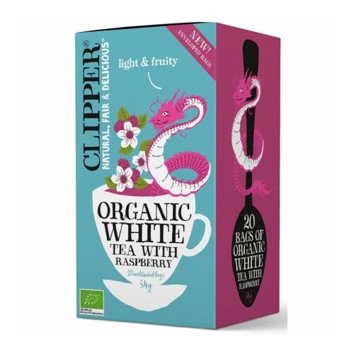 Herbata biała z maliną BIO Clipper, 20×1,7 g
