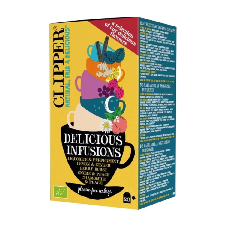 Herbatka owocowo‑ziołowa mix 5 smaków BIO Clipper, 20×1,9 g