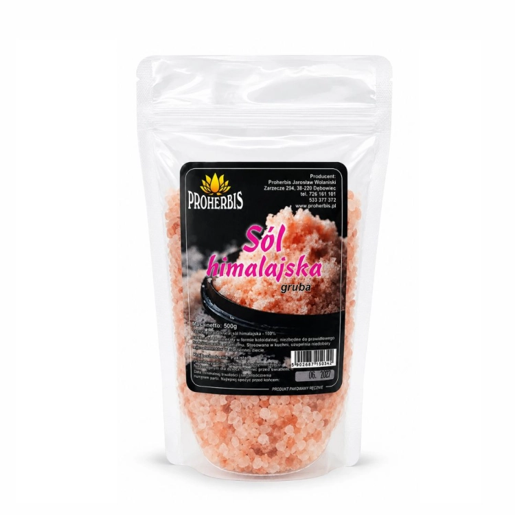 Sól himalajska gruba PROHERBIS w opakowaniu 500 g
