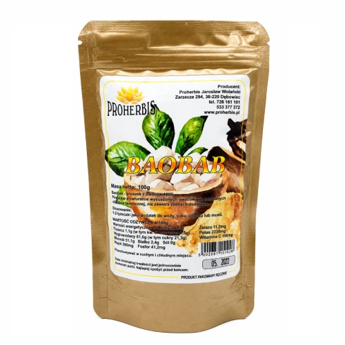 Owoc baobabu mielony PROHERBIS w opakowaniu 100 g