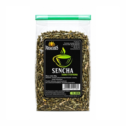 Herbata zielona sencha z trawą cytrynową PROHERBIS w opakowaniu 80 g