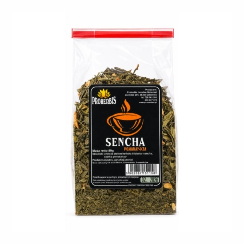 Herbata zielona sencha z pomarańczą PROHERBIS w opakowaniu 80 g