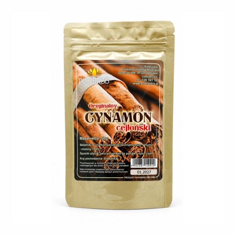 Cynamon cejloński mielony PROHERBIS w opakowaniu 50 g