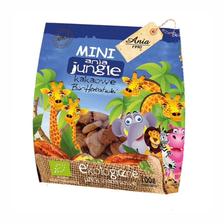 Ciastka kakaowe Mini Jungle BIO Bio Ania, 100 g