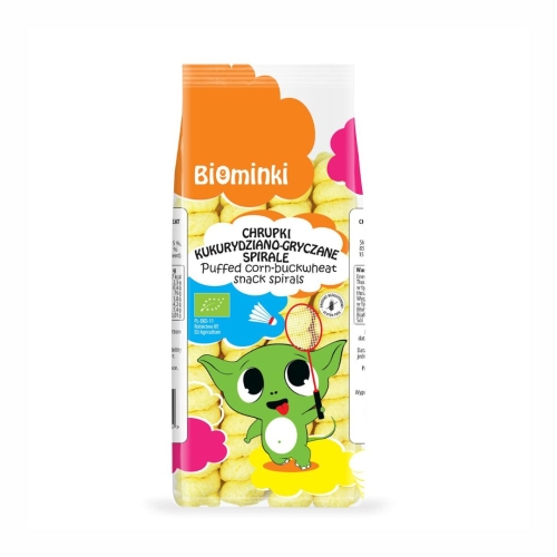 Chrupki kukurydziano‑gryczane spirale bezglutenowe BIO Biominki, 60 g