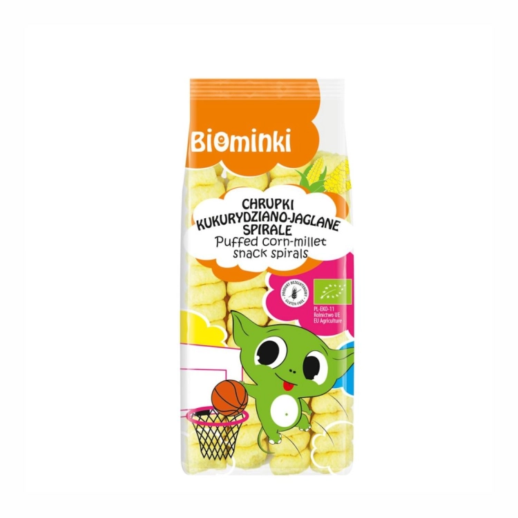 Chrupki kukurydziano‑jaglane spirale bezglutenowe BIO Biominki, 60 g