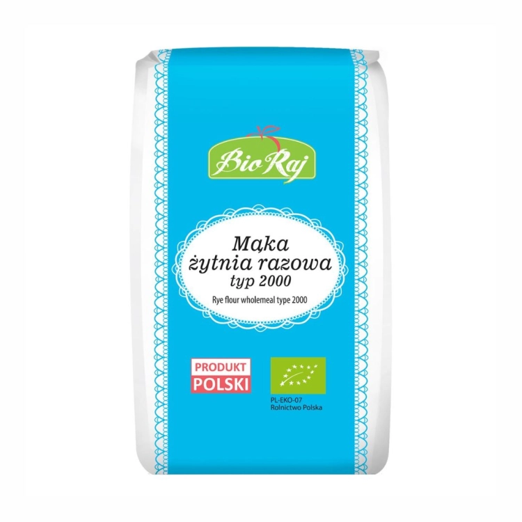 Mąka żytnia razowa typ 2000 BIO Bio Raj, 1 kg