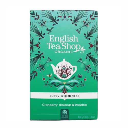 Herbatka żurawina hibiskus dzika róża BIO English Tea Shop, 20×1,75 g