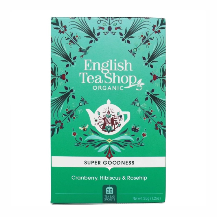 Herbatka żurawina hibiskus dzika róża BIO English Tea Shop, 20×1,75 g