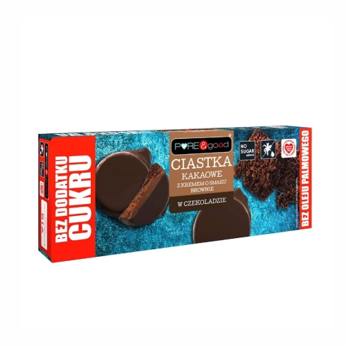 Ciasteczka kakaowe z kremem brownie w czekoladzie deserowej Pure&amp;Good, 128 g