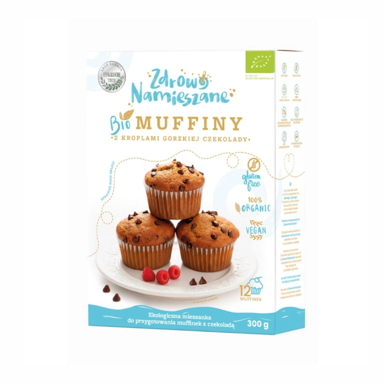 Muffiny z kroplami gorzkiej czekolady BIO Zdrowo Namieszane, 300 g