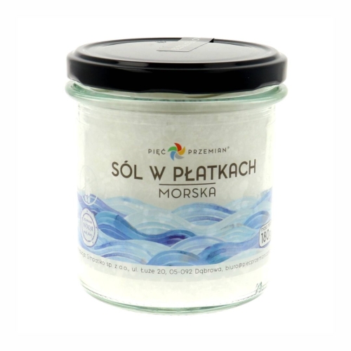 Sól morska w płatkach bezglutenowa Pięć Przemian, 180 g
