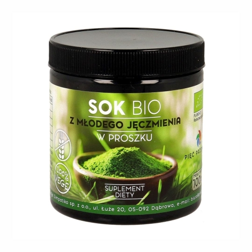 Sok z młodego jęczmienia proszek bezglutenowy BIO Pięć Przemian, 100 g