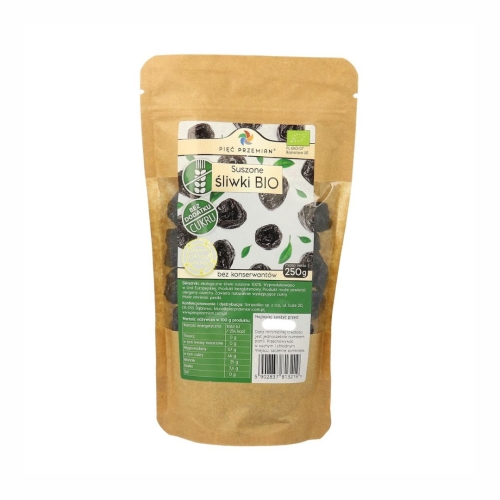 Śliwki suszone bezglutenowe BIO Pięć Przemian, 250 g