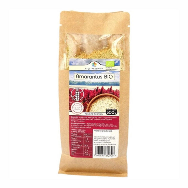 Amarantus bezglutenowy BIO 500 g Pięć Przemian