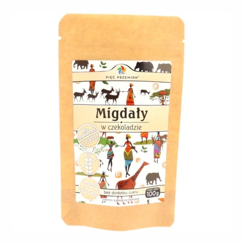 Migdały w czekoladzie bez cukru bezglutenowe Pięć Przemian, 100 g