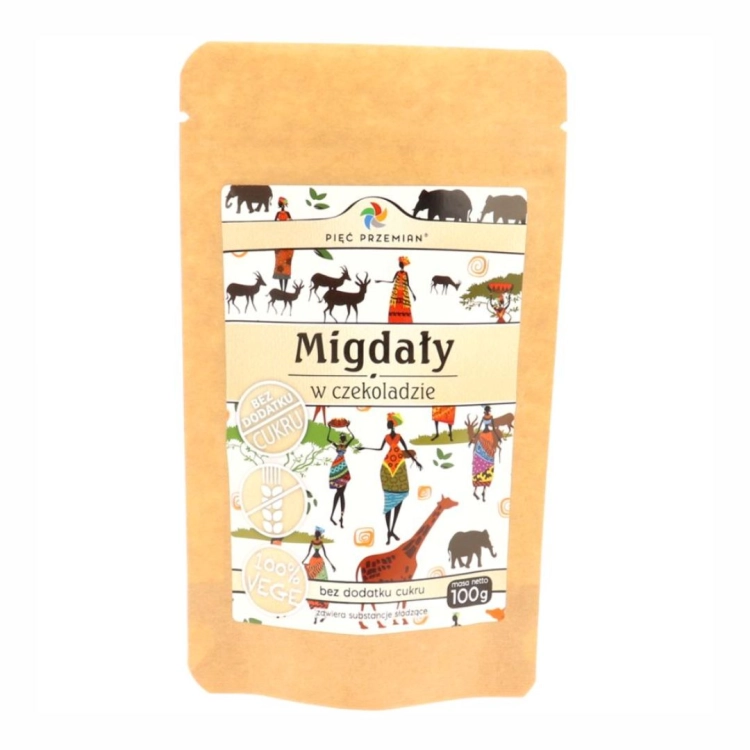 Migdały w czekoladzie bez cukru bezglutenowe Pięć Przemian, 100 g