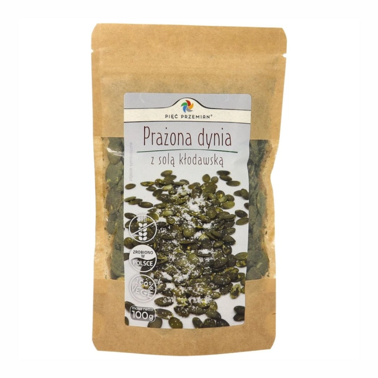 Prażona dynia z solą kłodawską bezglutenowa Pięć Przemian, 100 g
