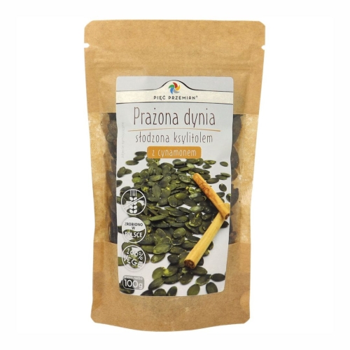 Prażona dynia ksylitol cynamon bezglutenowa Pięć Przemian, 100 g