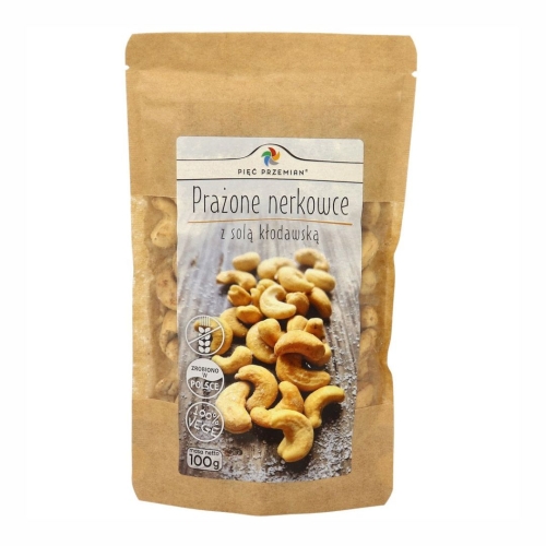 Prażone nerkowce z solą kłodawską bezglutenowe Pięć Przemian, 100 g