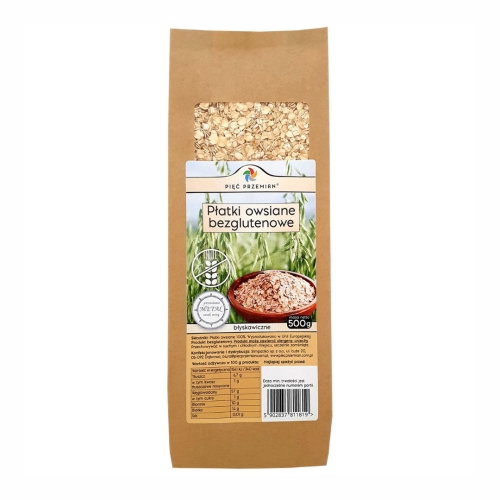 Płatki owsiane błyskawiczne bezglutenowe Pięć Przemian, 500 g
