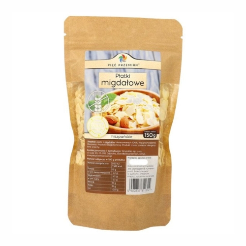 Płatki migdałowe blanszowane bezglutenowe Pięć Przemian, 150 g