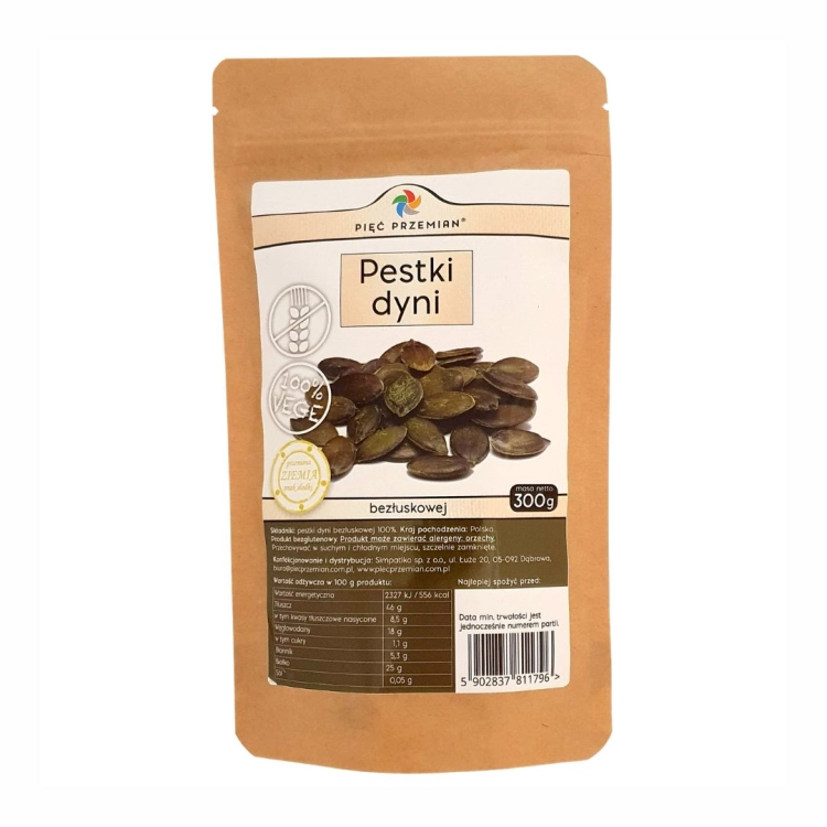 Pestki dyni bezłuskowej bezglutenowe Pięć Przemian, 300 g