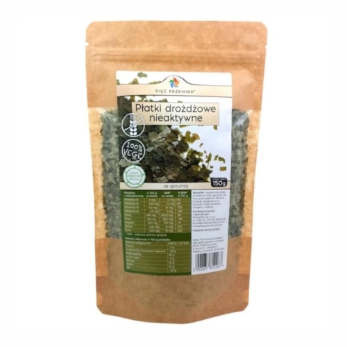 Płatki drożdżowe ze spiruliną bezglutenowe Pięć Przemian, 150 g