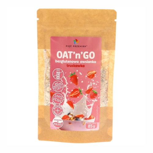 Owsianka OAT’n’GO truskawka bezglutenowa Pięć Przemian, 85 g