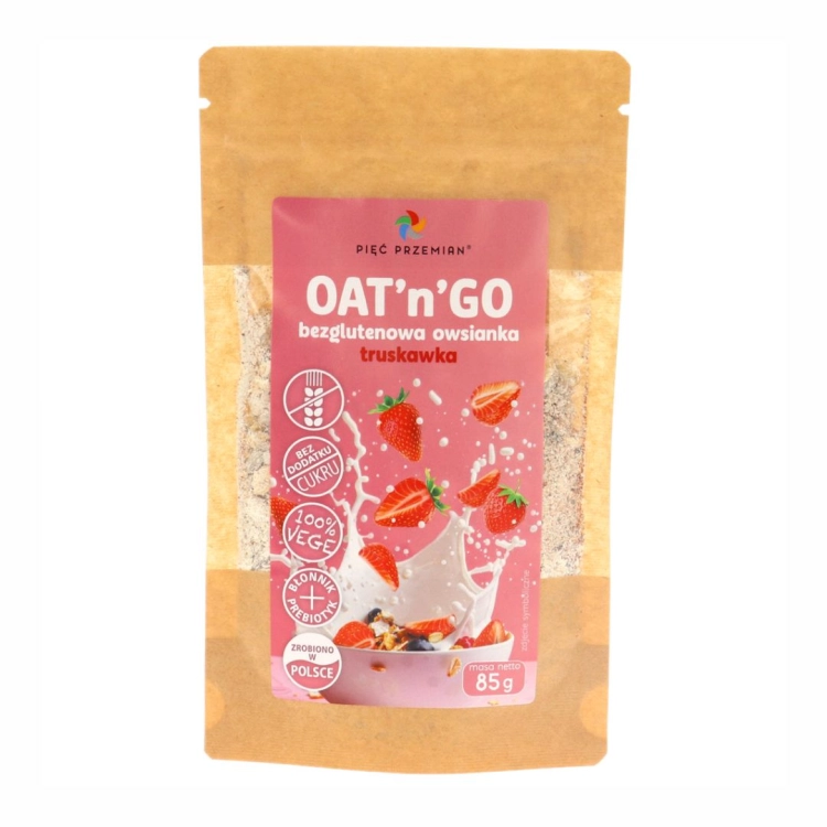 Owsianka OAT’n’GO truskawka bezglutenowa Pięć Przemian, 85 g