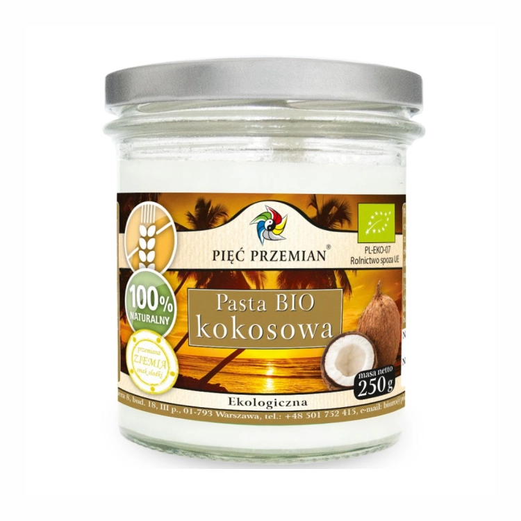 Pasta kokosowa bezglutenowa BIO Pięć Przemian, 250 g