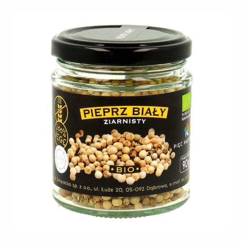 Pieprz biały ziarnisty bezglutenowy BIO Pięć Przemian, 90 g