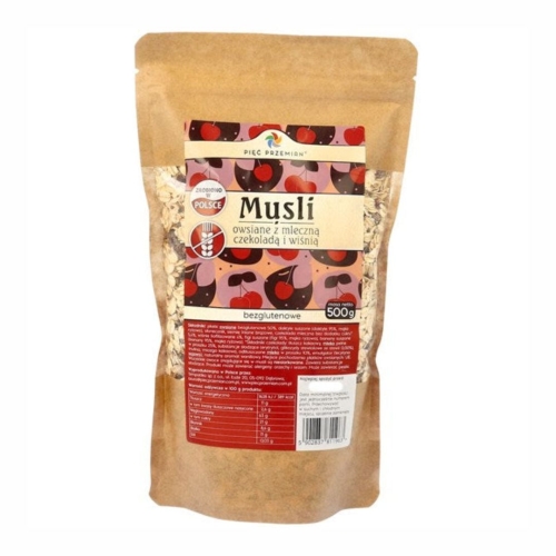 Musli owsiane wiśnia czekolada bezglutenowe Pięć Przemian, 500 g
