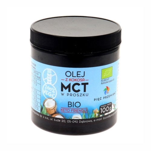 Olej MCT z kokosa proszek bezglutenowy BIO Pięć Przemian, 100 g