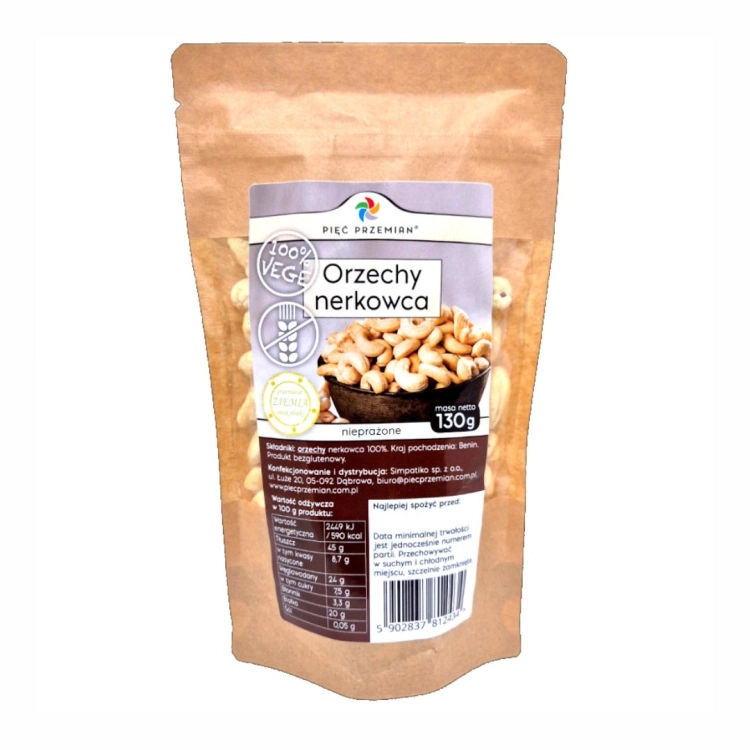 Orzechy nerkowca bezglutenowe Pięć Przemian, 130 g