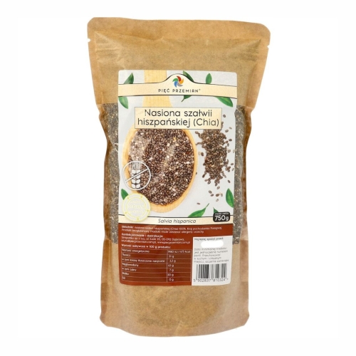 Chia nasiona szałwii hiszpańskiej bezglutenowe Pięć Przemian, 750 g