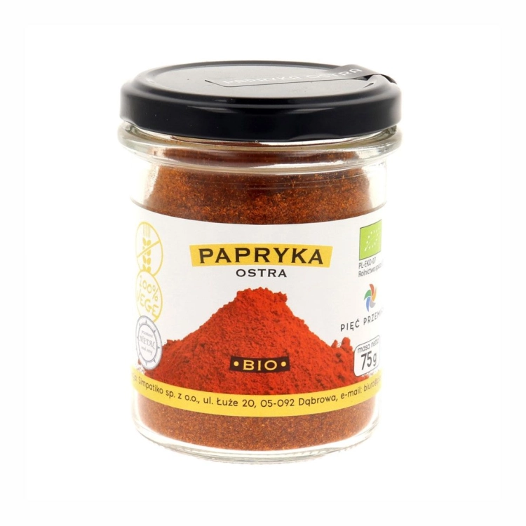 Papryka ostra mielona bezglutenowa BIO Pięć Przemian, 75 g