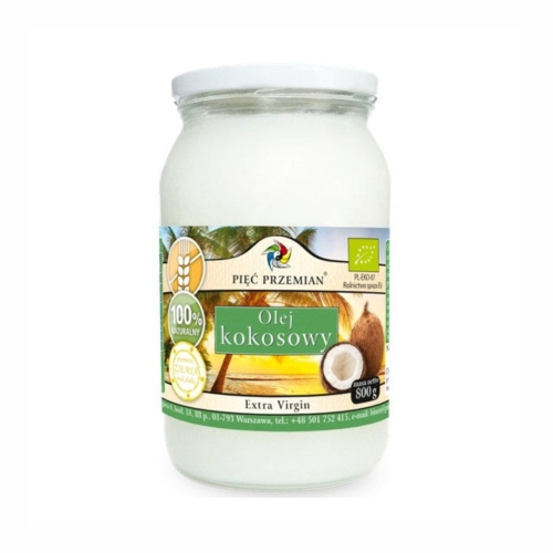 Olej kokosowy extra virgin bezglutenowy BIO Pięć Przemian, 800 g