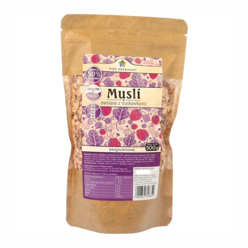 Musli owsiane truskawka bezglutenowe Pięć Przemian, 500 g