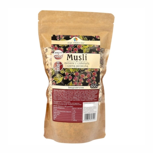 Musli owsiane czekolada czarna porzeczka bezglutenowe Pięć Przemian, 500 g