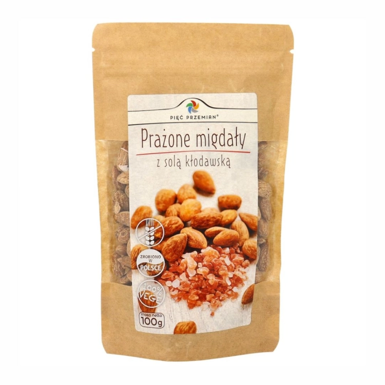 Prażone migdały z solą kłodawską bezglutenowe Pięć Przemian, 100 g