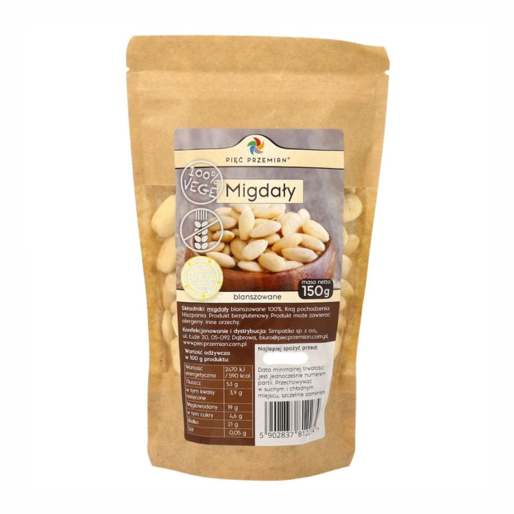 Migdały blanszowane bezglutenowe Pięć Przemian, 150 g